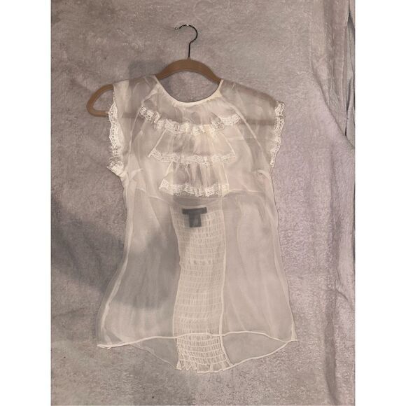 Arden B cream sheer women’s top blouse size S - Picture 2 of 5